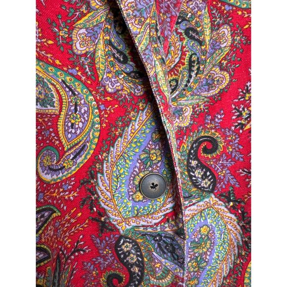 Vintage 80’s Baby O Paris Red Paisley Tapestry Blazer Coat Boho Chic medium - Picture 8 of 13